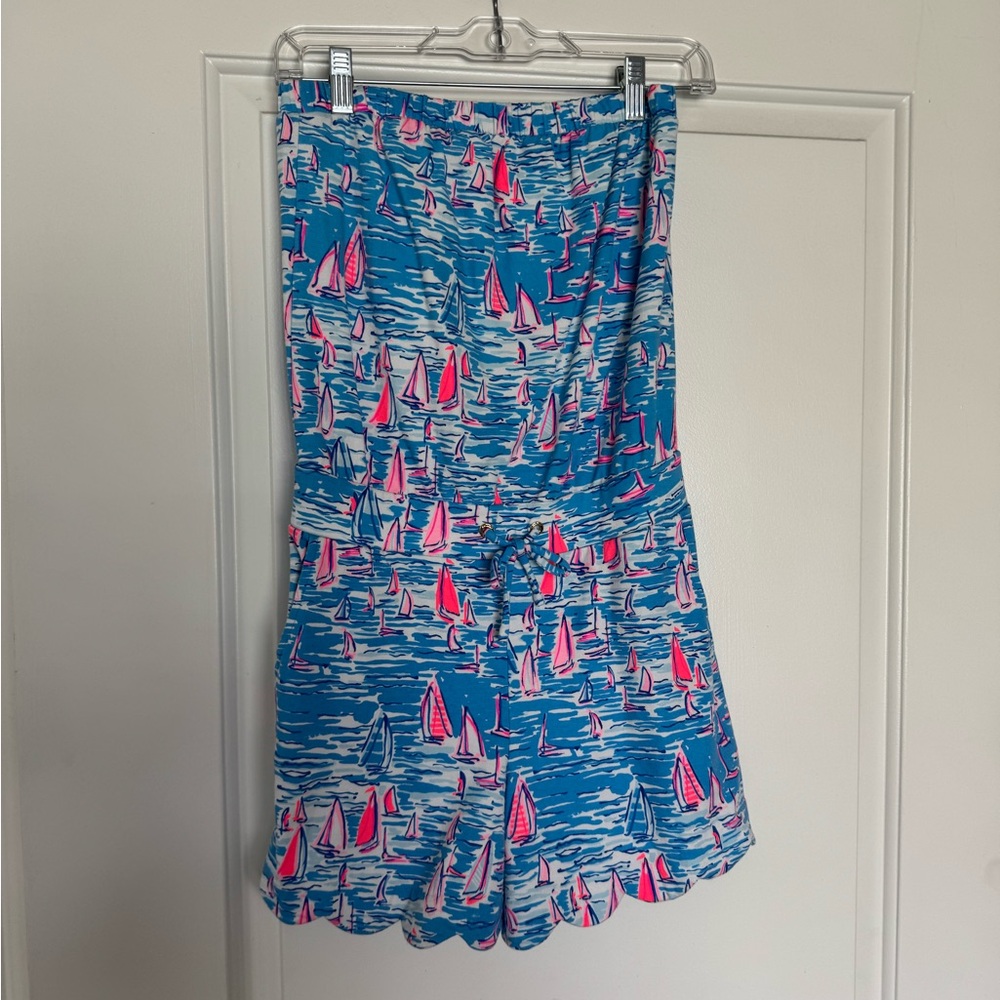 Lilly Pulitzer Blue and Pink Sailboat Jumpsuit